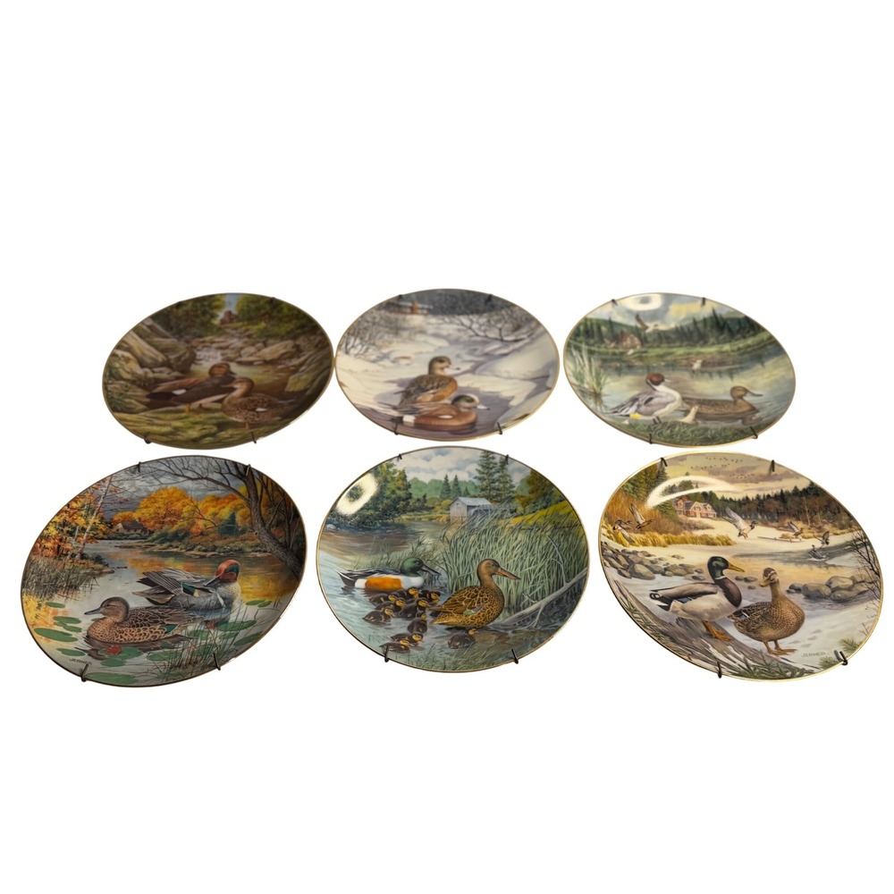 VTG Knowles Living Nature Collector Plate Set 6 Ducks Mallard Jerner 80s Cottage